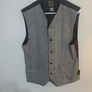 Men's Plaid Button Vest in Black and Gray - B Signature